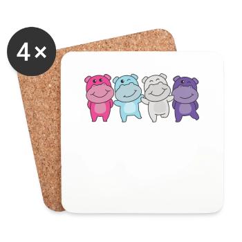 Multisexuell Flag Pride LGBTQ süße Hippos - Untersetzer (4er-Set) - Weiß - Vorne