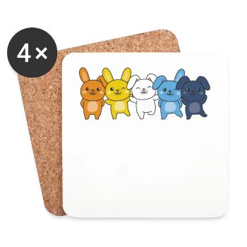 Aroace Flag Pride LGBTQ Mignon Bunny - Dessous de verre (lot de 4) - blanc - Devant