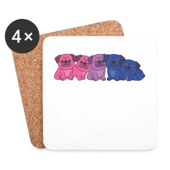 Bisexuell Flag Pride LGBTQ süßer Mops - Untersetzer (4er-Set) - Weiß - Vorne