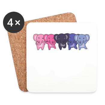 Omnisexual Flag Pride LGBTQ Cute Elephant - Coasters (set of 4) - white - Front