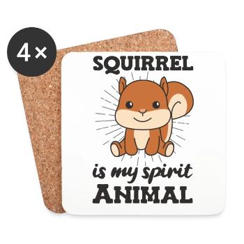 L’écureuil est mon animal spirituel - Écureuil - Dessous de verre (lot de 4) - blanc - Devant