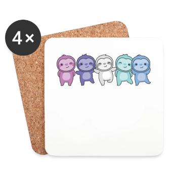 Spectrasdrapeau sexuel Fierté LGBTQ Paresseux mignon - Dessous de verre (lot de 4) - blanc - Devant