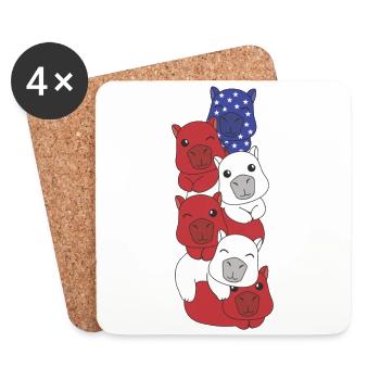 Capybara for the Fourth of July USA flag - Coasters (set of 4) - white - Front