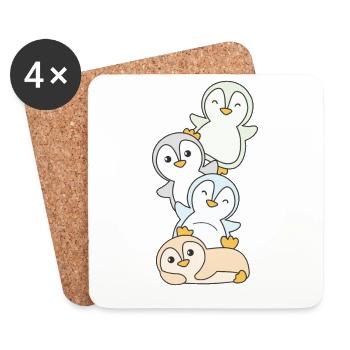 Unlabeld Flag Pride LGBTQ cute penguin - Coasters (set of 4) - white - Front