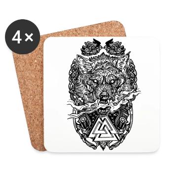 Mythologie nordique Fenrir Fenris loup Vikings - Dessous de verre (lot de 4) - blanc - Devant