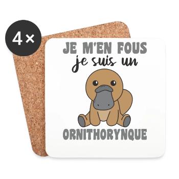 Je m'en fous je suis un ornithorynque Schnabeltier - Untersetzer (4er-Set) - Weiß - Vorne