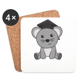 Kids Kindergarten cloué la souris graduation - Dessous de verre (lot de 4) - blanc - Devant