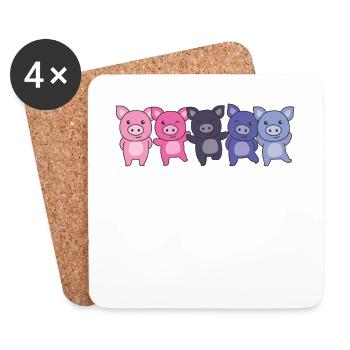 Omnisexuel Flag Pride LGBTQ Cute Pig - Dessous de verre (lot de 4) - blanc - Devant