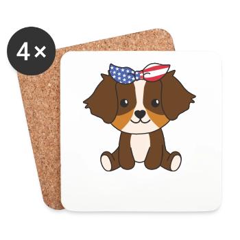 4. Juli amerikanischer Australian Shepherd USA - Untersetzer (4er-Set) - Weiß - Vorne