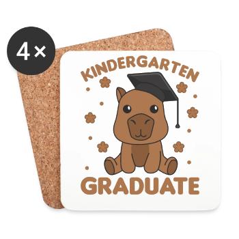 Kids Kindergarten graduate Capybara Graduation - Coasters (set of 4) - white - Front