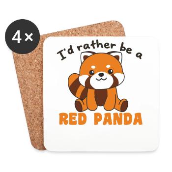 Ich wäre lieber ein Roter Panda süße Roter Panda - Untersetzer (4er-Set) - Weiß - Vorne