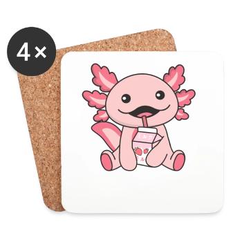 Axolotl lait de fraise rétro kawaii japon Axolotl - Dessous de verre (lot de 4) - blanc - Devant