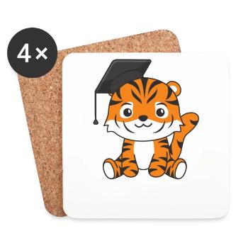 Kids Kindergarten l’a cloué Tiger Graduation - Dessous de verre (lot de 4) - blanc - Devant