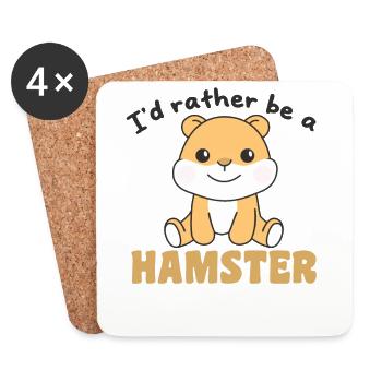 Je préfère être un hamster - des hamsters mignons - Dessous de verre (lot de 4) - blanc - Devant