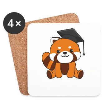 Kids Kindergarten l’a cloué Red Panda Graduation - Dessous de verre (lot de 4) - blanc - Devant