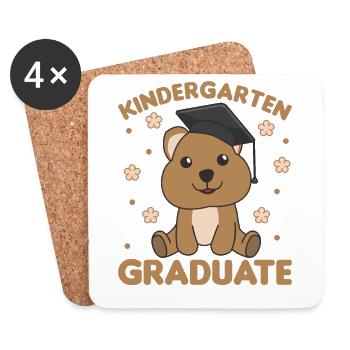 Diplômé de la maternelle pour enfants Quokka Graduation - Dessous de verre (lot de 4) - blanc - Devant