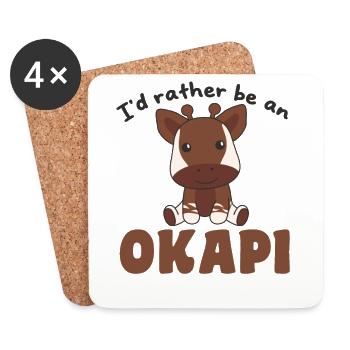 Ich wäre lieber ein Okapi - süßes Okapi - Untersetzer (4er-Set) - Weiß - Vorne