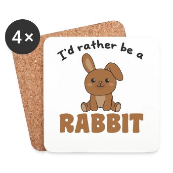 Je préfère être un lapin - lapin mignon - Dessous de verre (lot de 4) - blanc - Devant