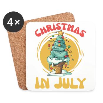 Noël en juillet - drôle d’été Noël - Dessous de verre (lot de 4) - blanc - Devant