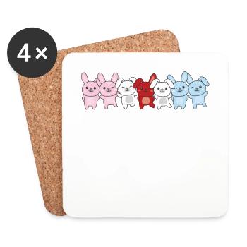 hijra flag pride LGBTQ mignon lapin bande - Dessous de verre (lot de 4) - blanc - Devant
