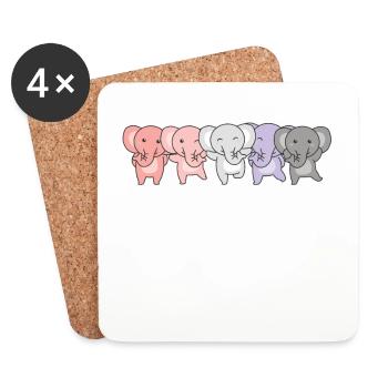 Cupioromantic Flag Pride LGBTQ Cute Elephant - Coasters (set of 4) - white - Front