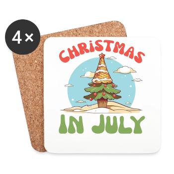 Noël en juillet - drôle d’été Noël - Dessous de verre (lot de 4) - blanc - Devant
