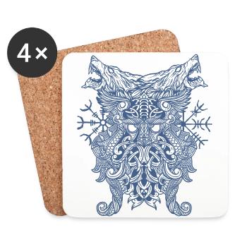 Odin Thor Wikingerkompass Vegvisir Runen Wölfe - Untersetzer (4er-Set) - Weiß - Vorne