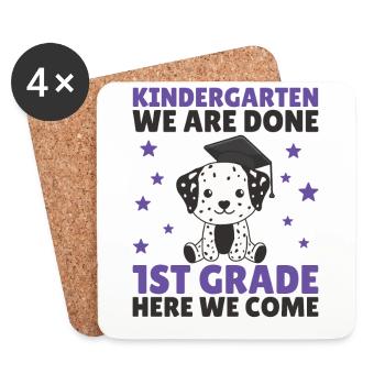 Kids Kindergarten graduate Dalmatian 1st grade - Coasters (set of 4) - white - Front
