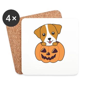 Jack Russel en chiens mignons à la citrouille Joyeux Halloween - Dessous de verre (lot de 4) - blanc - Devant