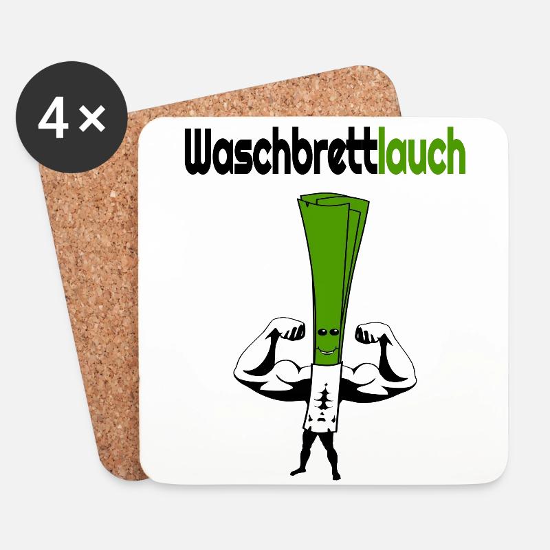 Waschbrettbauch Lauch Fitness trainiert - Untersetzer (4er-Set) - Weiß