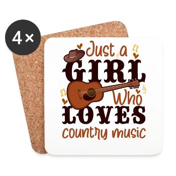 Just a girl who loves country music - Untersetzer (4er-Set) - Weiß - Vorne