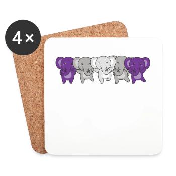 Graysexual Flag Pride LGBTQ Cute Elephant - Coasters (set of 4) - white - Front