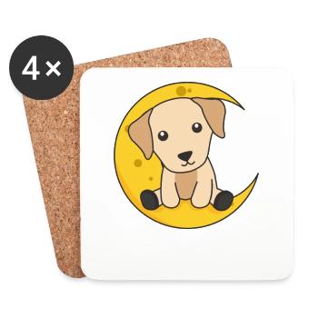 Moon Labrador animaux mignons pour les enfants la nuit - Dessous de verre (lot de 4) - blanc - Devant