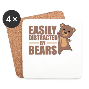 Easily distracted by bear - cute bear - Coasters (set of 4) - white - Front