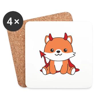Costume de diable Fox Happy Halloween - Dessous de verre (lot de 4) - blanc - Devant