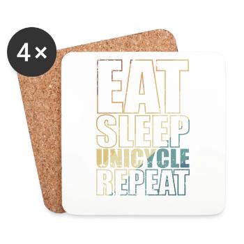 Manger Sommeil Unicycle Répéter Equilibre Sport - Dessous de verre (lot de 4) - blanc - Devant