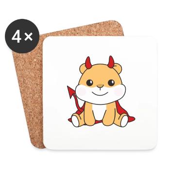 Hamster Joyeux Déguisement du Diable d’Halloween - Dessous de verre (lot de 4) - blanc - Devant