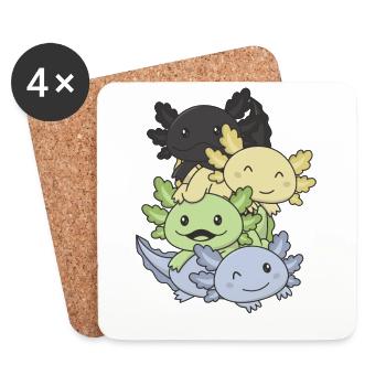 Cassgender Flag Pride LGBTQ süßer Axolotl Stapel - Untersetzer (4er-Set) - Weiß - Vorne