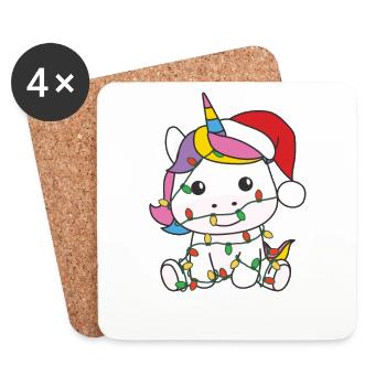 Unicorn Christmas Winter Animals Unicorn - Coasters (set of 4) - white - Front