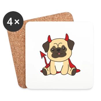 Carlin Joyeux costume de diable d’Halloween - Dessous de verre (lot de 4) - blanc - Devant