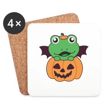 Frog Happy Halloween Pumpkin Bat Costume - Dessous de verre (lot de 4) - blanc - Devant