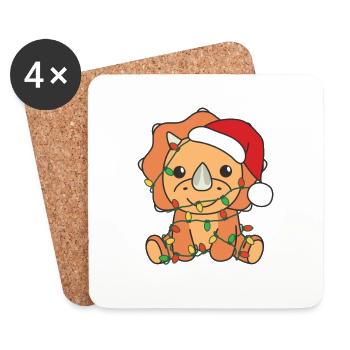 Triceratops Weihnachten Winter Tiere Triceratops - Untersetzer (4er-Set) - Weiß - Vorne