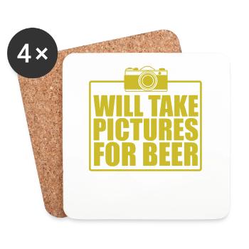 Will Take Pictures for Beer Fotograf - Untersetzer (4er-Set) - Weiß - Vorne