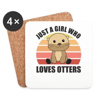 Juste une fille qui aime les loutres - mignonne loutre - Dessous de verre (lot de 4) - blanc - Devant