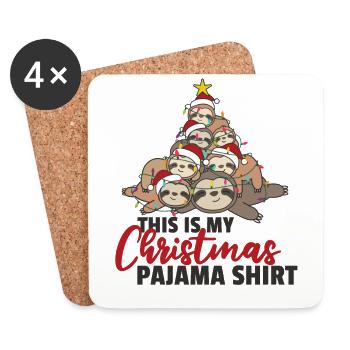 Sloth Christmas Tree Christmas Pajamas - Coasters (set of 4) - white - Front