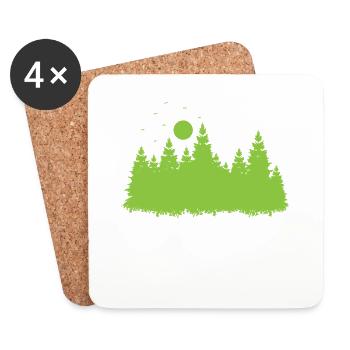 Forêt avec des feuilles dans l’environnement - Dessous de verre (lot de 4) - blanc - Devant