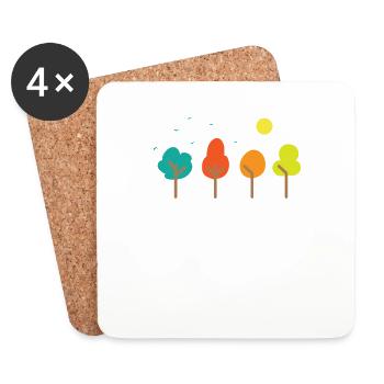Bandes dessinées Nature Forêts Feuilles Environnement - Dessous de verre (lot de 4) - blanc - Devant
