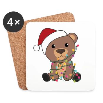 Ours Noël Animaux d’hiver Ours - Dessous de verre (lot de 4) - blanc - Devant