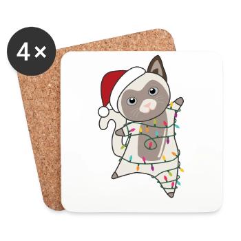 Katze Weihnachten Winter Tiere Katzen - Untersetzer (4er-Set) - Weiß - Vorne