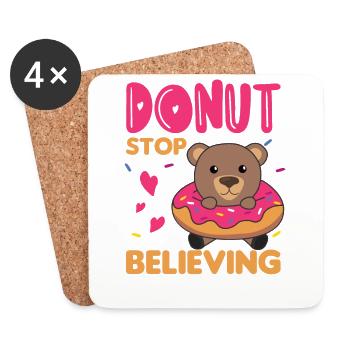 Süßer Bär lustige Tiere in Donut pink - Untersetzer (4er-Set) - Weiß - Vorne